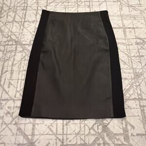 Theory Women's Black Lamb Leather‎ Combo High Rise Pencil Skirt Size 4